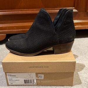 Lucky Brand Black Nubuck Ankle Booties